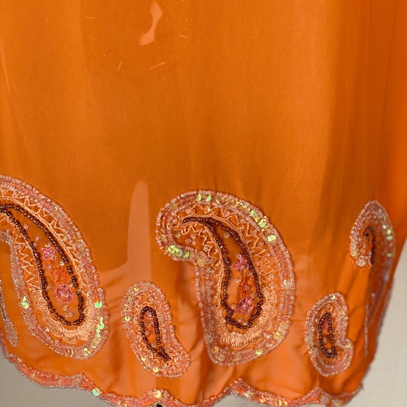 SOLDOversized hobo Bright orange chiffon sequin blouse - Picture 8 of 10